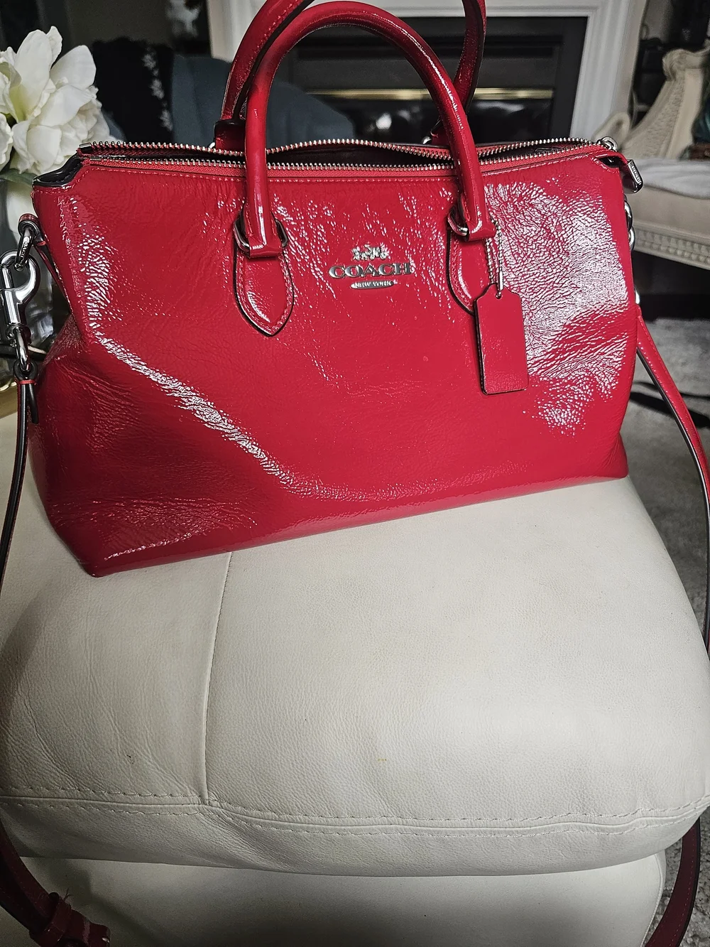 Coach Patent Leather Satchel in Red
